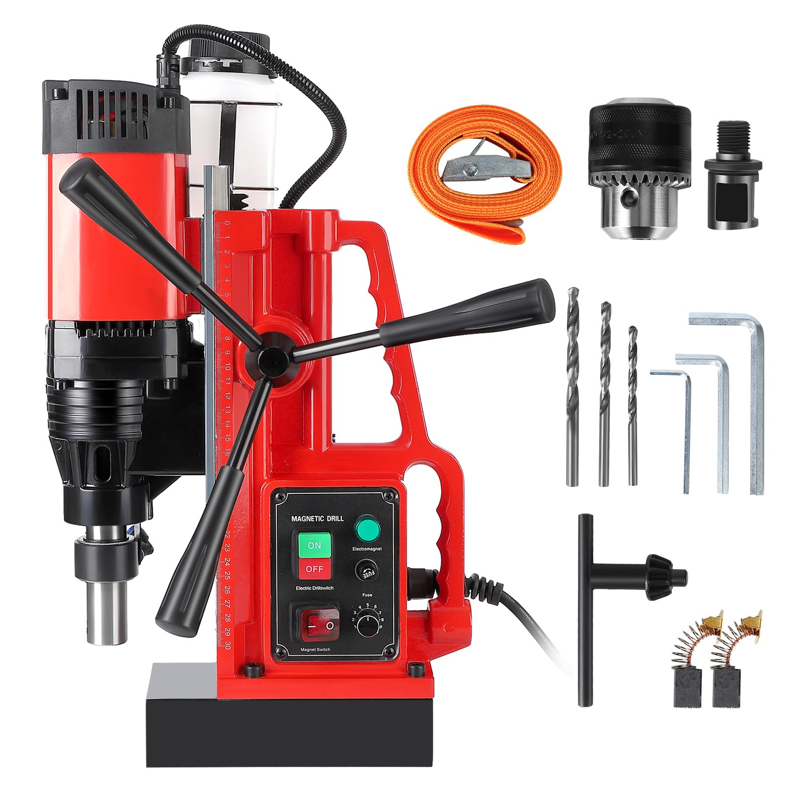 1550W Magnetic Drill Press, 2 Inch Boring Diameter, 500 RPM Variable Speed | Portable Mag Drill with 11Pcs Bits, Force for Metal, Industrial &amp; Home Improvement