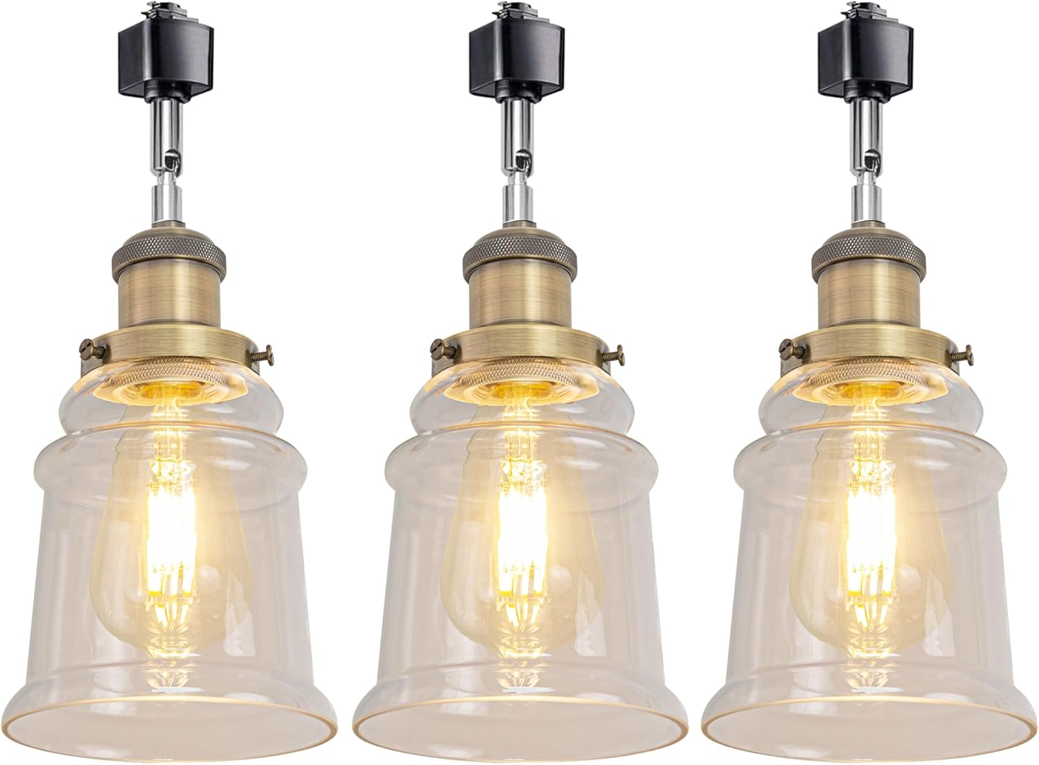 Kiven 3-Light H-Type Track Lighting Heads,Modern Track Lighting Pendant with Flexible Gooseneck, Adjustable Decorative Track Lighting Fixture for Kitchen Island Hallway,Bronze Finish