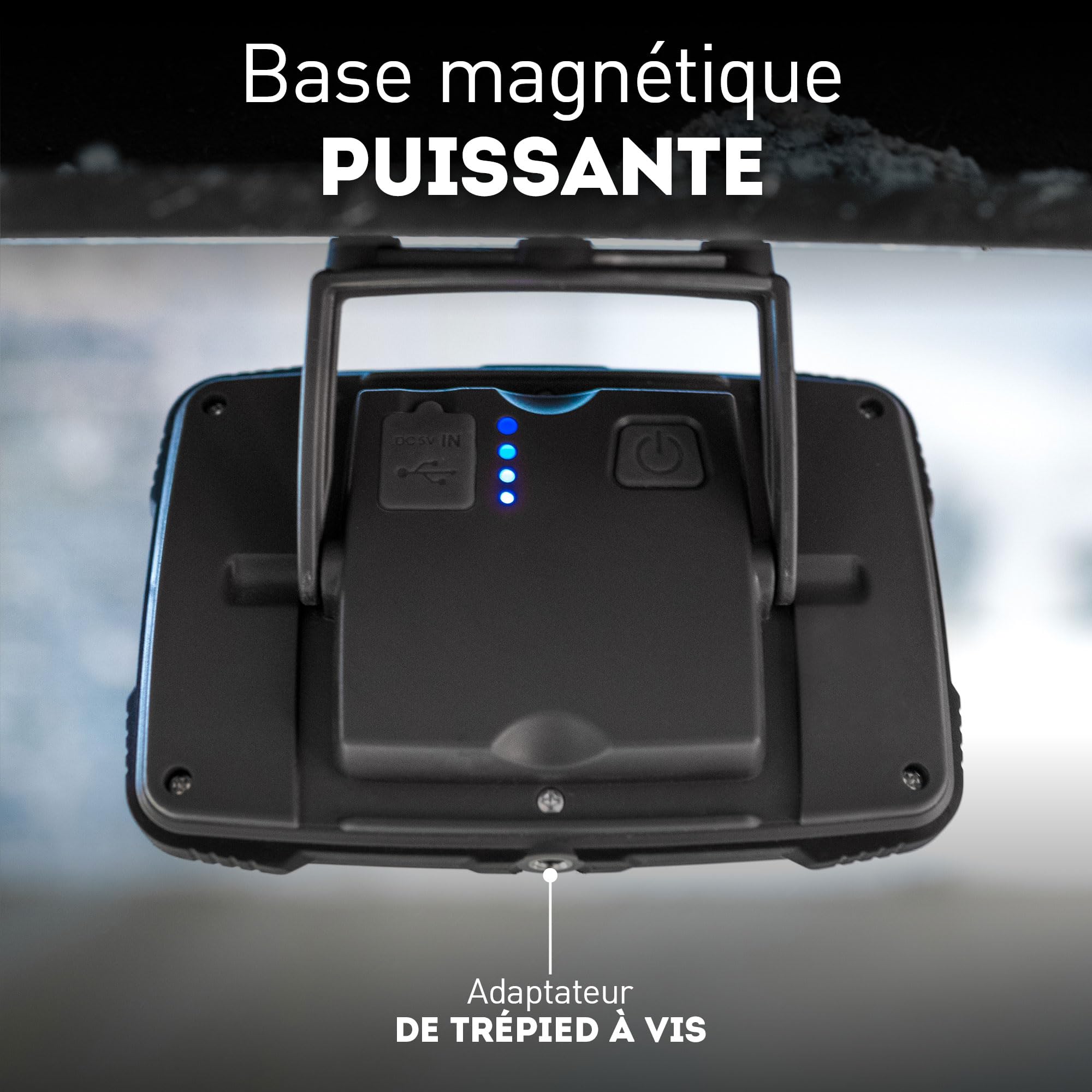 Favour Projecteur Chantier LED Rechargeable - 1600lm - IP67 Résistant à l'Eau & Poussière - Lampe de Chantier Rechargeable, Portable, Batterie par USB - Aimant Puissant, Antichoc