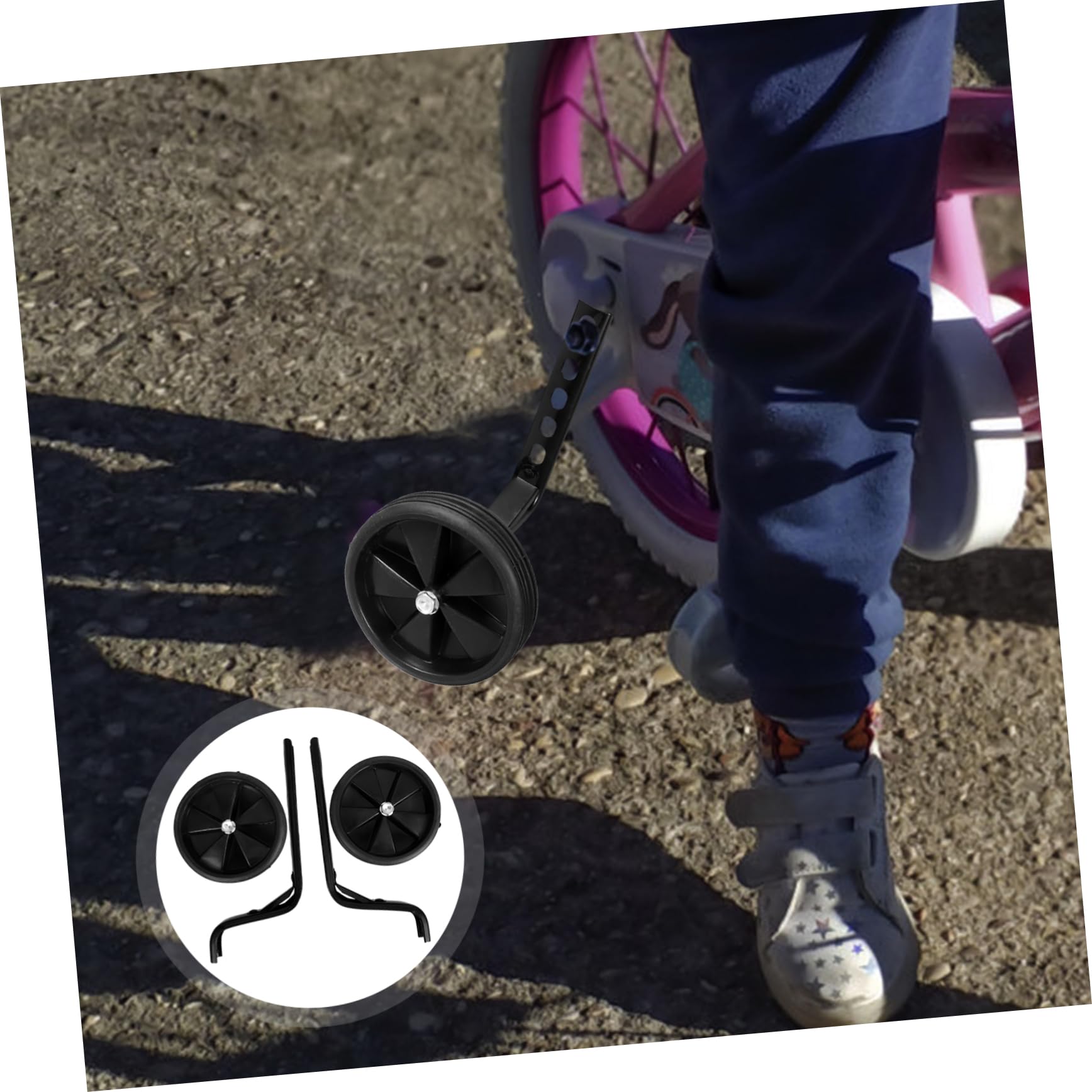 Toyvian Ruote Ausiliarie per Bicicletta Bambini 12-20 Pollici, Nero | Metallo, Montaggio su Bici e Triciclo, Regolazione per Ruote 12-20 Pollici, Accessori per Bambini
