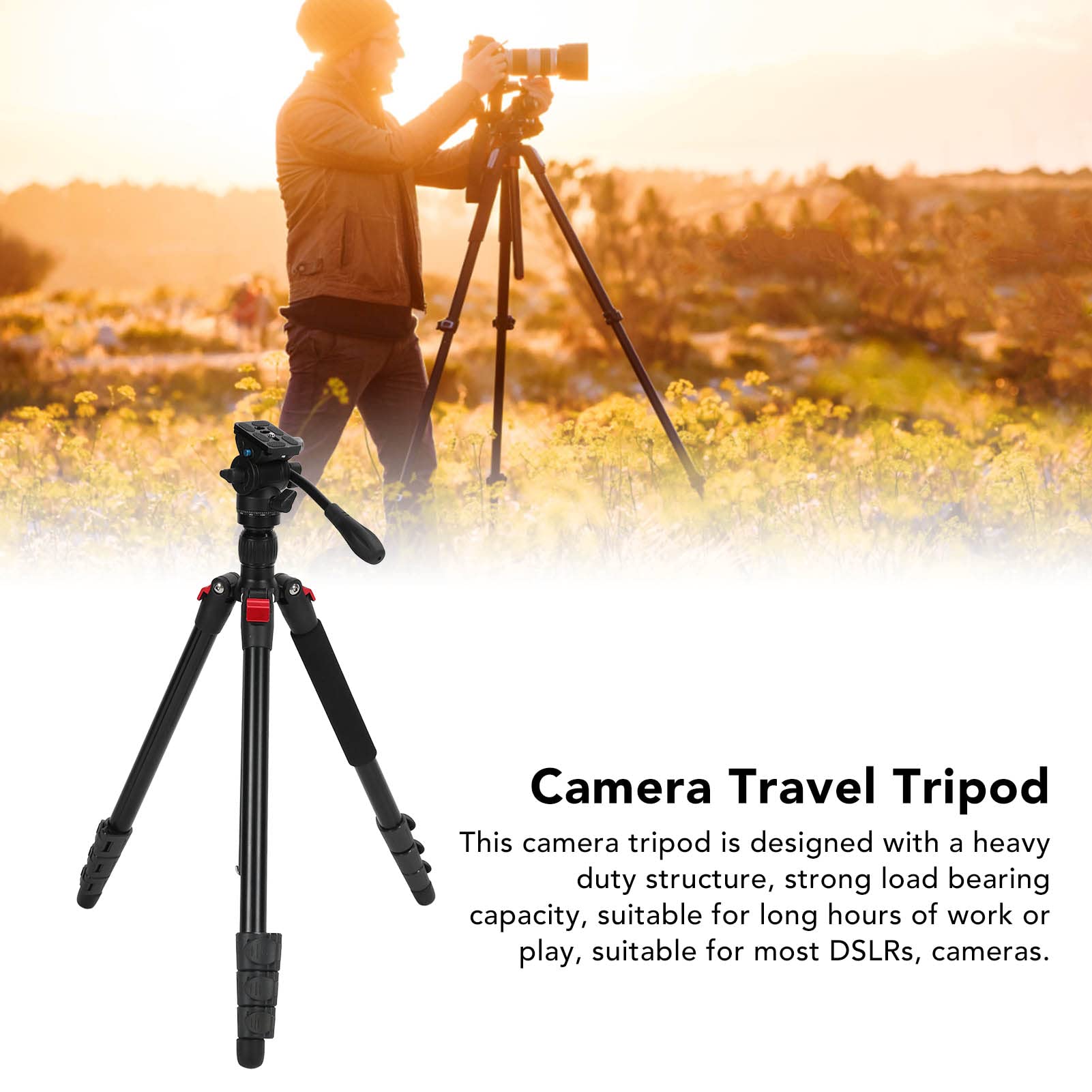 Trípode para Cámara, Soporte para Trípode para Cámara Resistente de 63,89 Pulgadas con Bolsa de Transporte, Trípodes DSLR de Viaje con Soporte de Carga de 15 Kg/33,1 LB, para