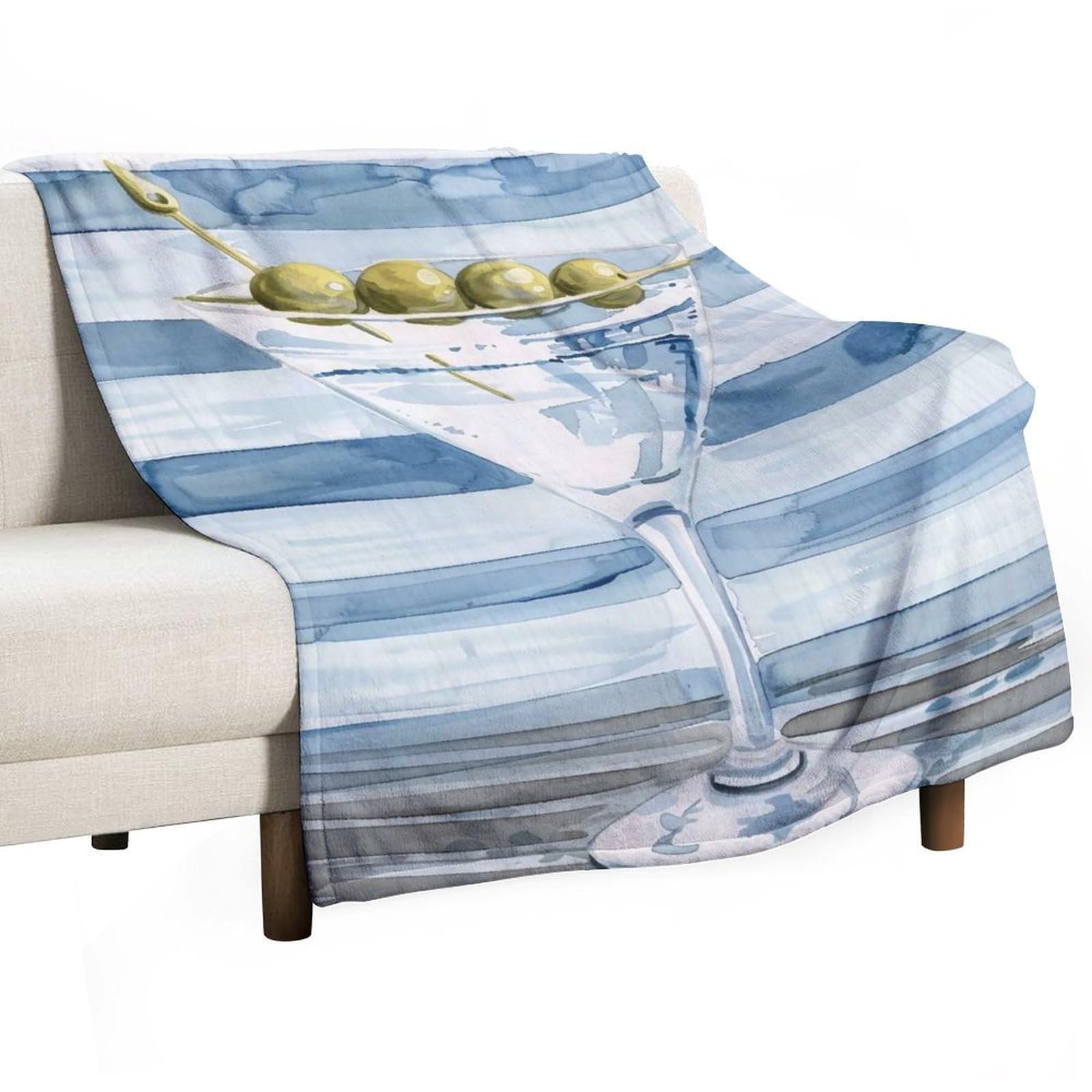 YHGSREUOH Martini-Cocktail-Watercolor_03 Flannel Blankets Fleece Soft Throw Lightweight Plush Gifts for Couch, Bed, Cozy Sofa Plush, Chair, Lovers 80x100cm(30x40in)