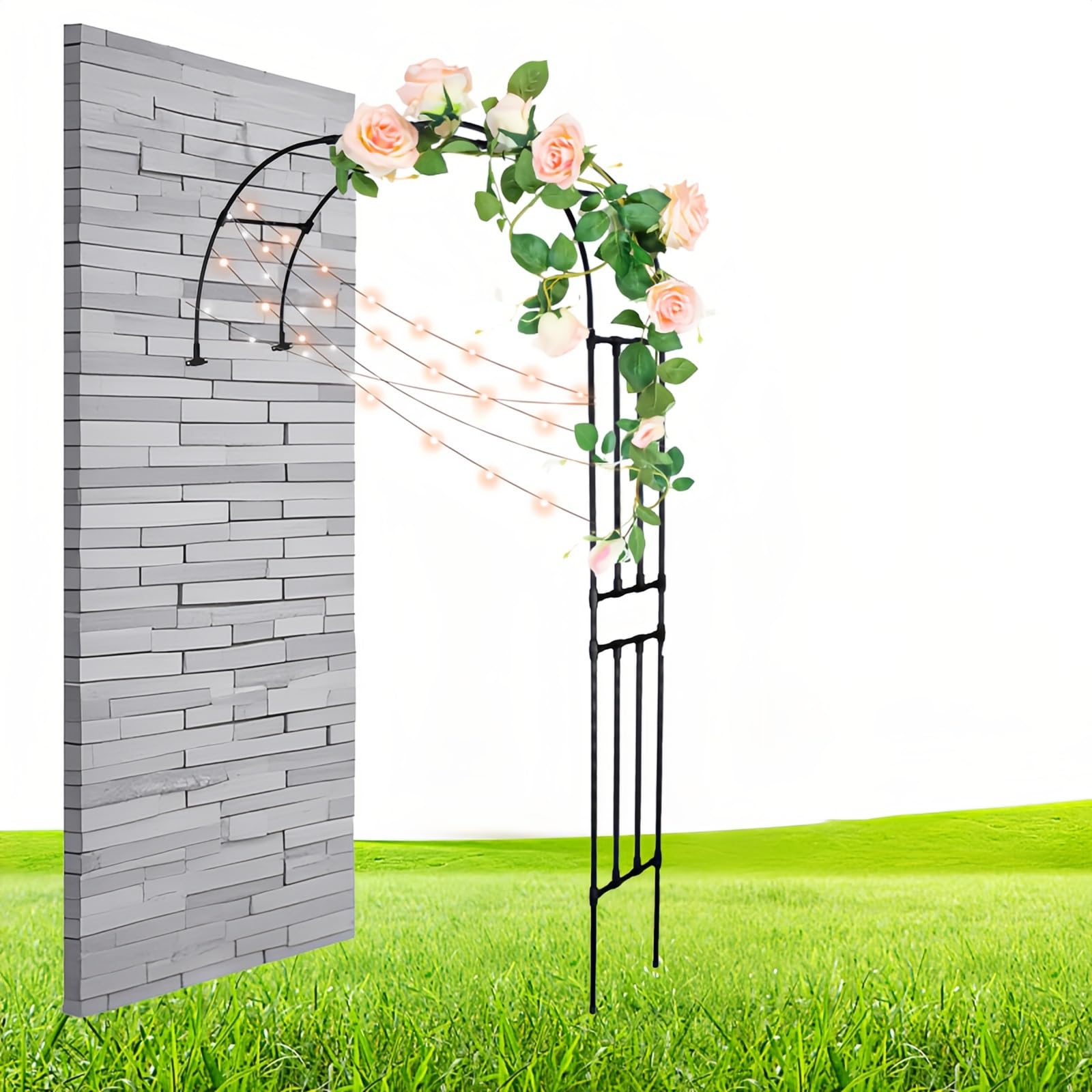 Arche de jardin demi-face de qualite superieure en metal enduit PE noir ou blanc 240cm