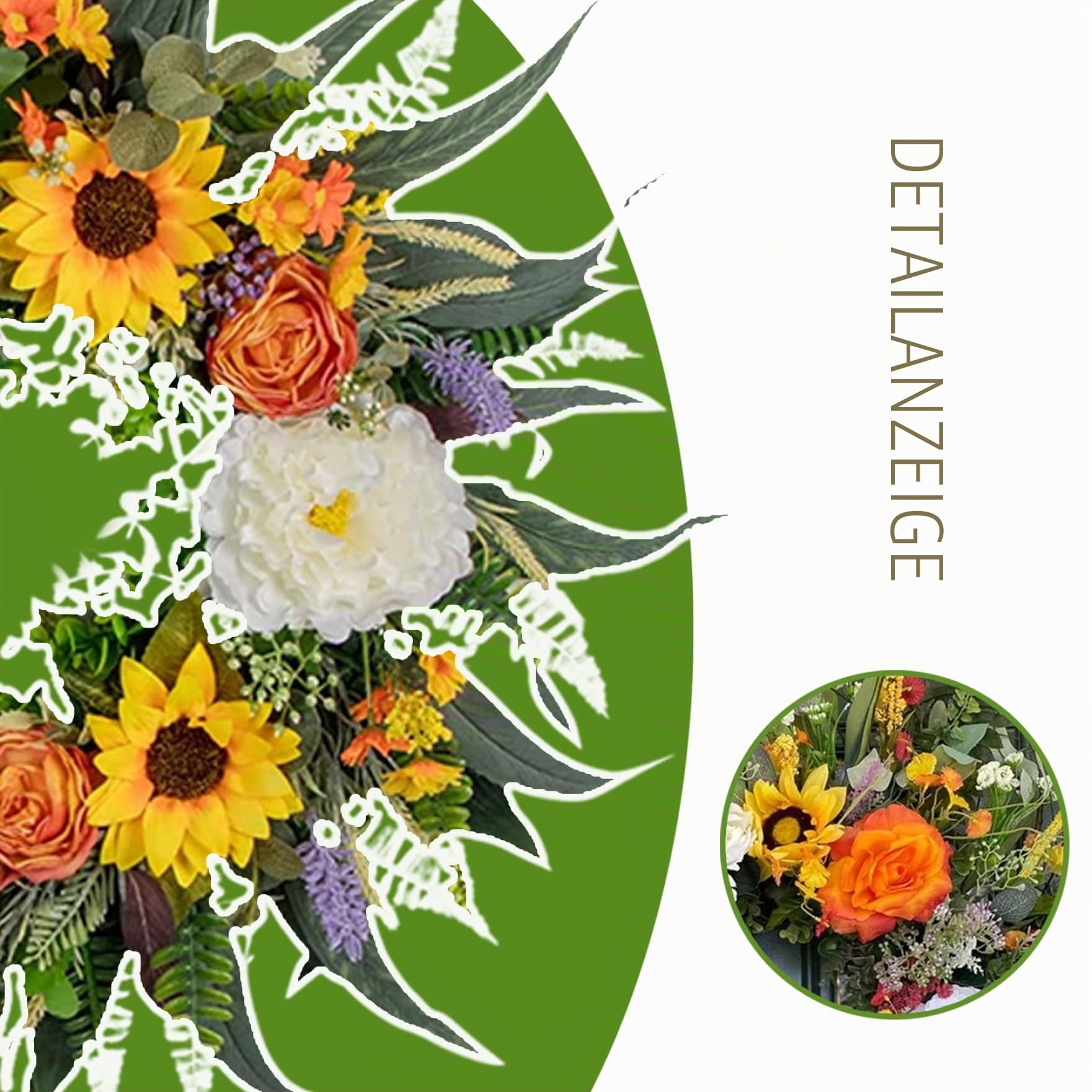 Künstlicher Sommerkranz Für Haustür Blumenkränze Eukalyptus Sommer -türkranz Dekorative Türgirlanden Für Wohnkultur 40 cm
