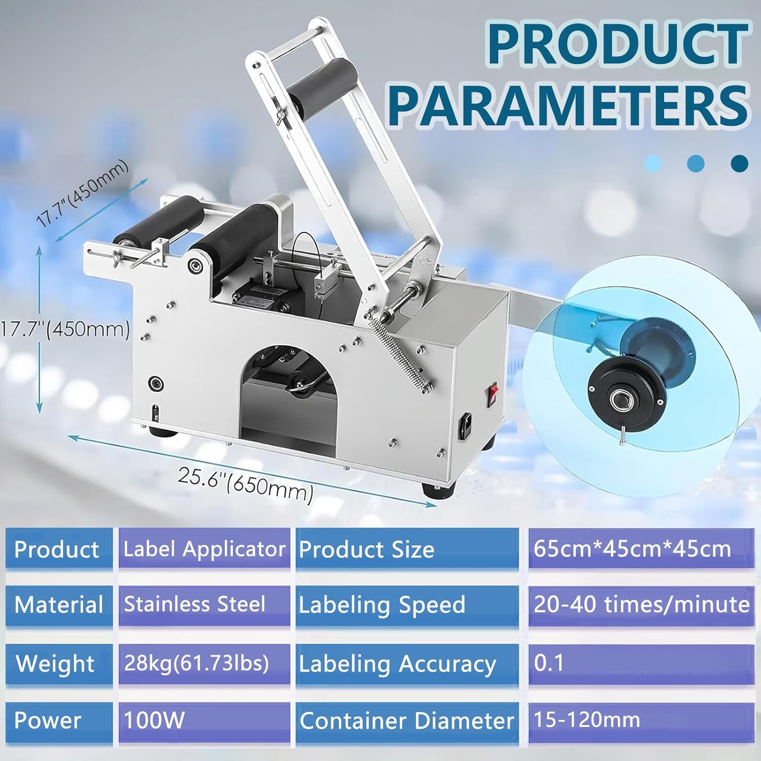 Semi-Automatic Round Bottle Labeler Coding Machine 40PCS/Min High Speed Round Bottle Coding and Labeling Machine for Beverages, Food