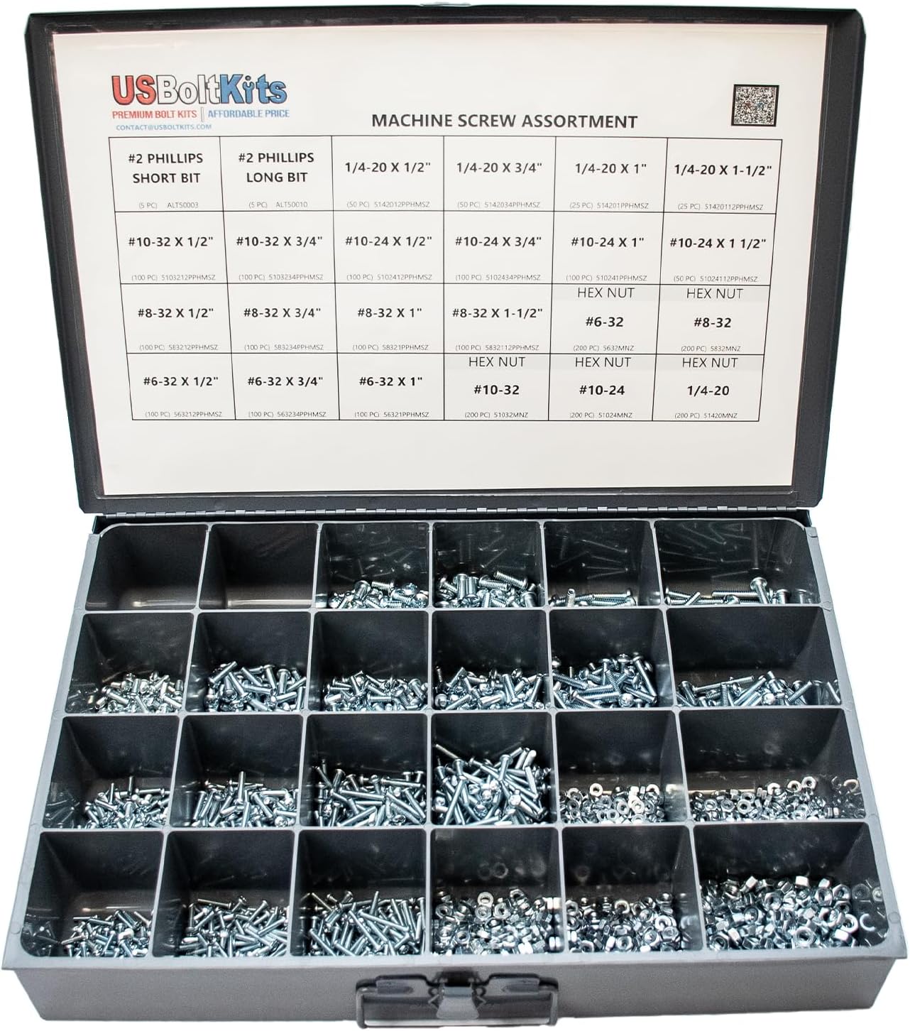 Machine Screw Assortment Kit Includes Phillips Bits-2,410 Piece Phillips Pan Head