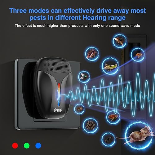 Miniatura 5 de Repelente ultrasónico de plagas e insectos, repelente ultrasónico para cucarachas, roedores, ratones, insectos, mosquitos, ratones, arañas,