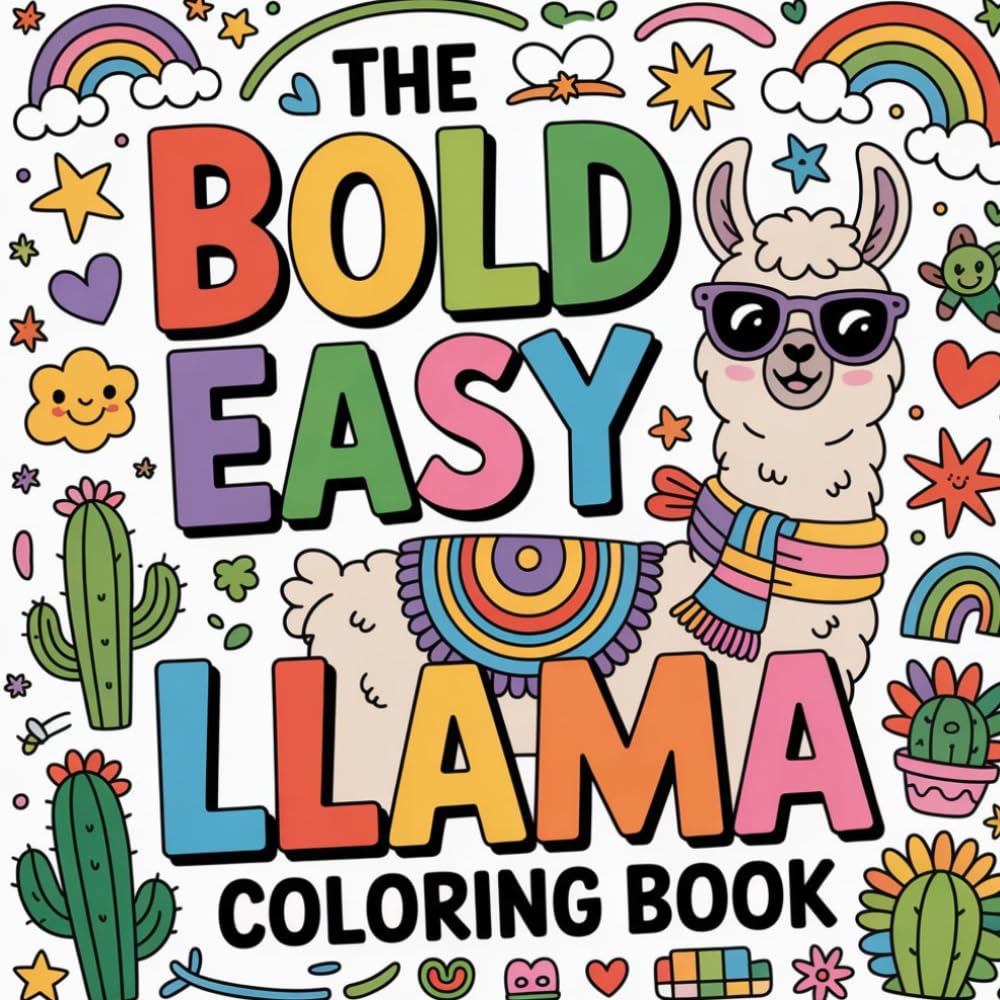 The Bold Easy Llama Coloring Book: llama simple relaxation adults coloring book, llama stress relief kids color book, llama focus teens simple ... book, llama kids relaxation simple color book