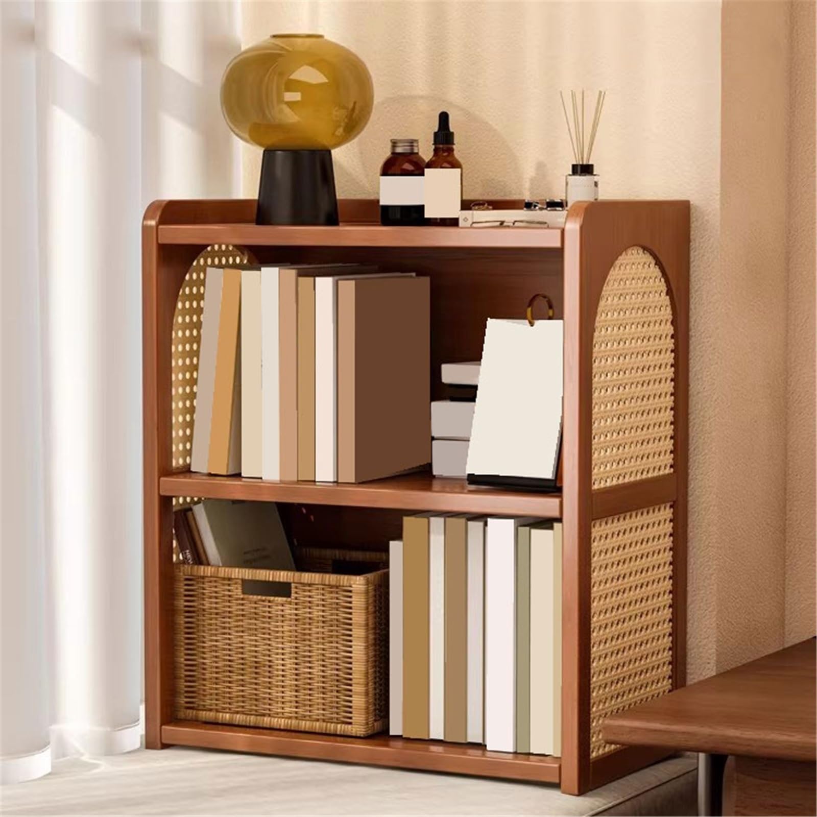 Estantes de Almacenamiento Estante de bambú Retro encimera Multiusos con Estante Almacenamiento for el hogar Tejido ratán plástico Estantería