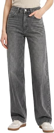 Straight Leg Jeans for Women Mid Waisted Casual Washed Vintage Loose Fit Boyfriend Jeans Denim Pants