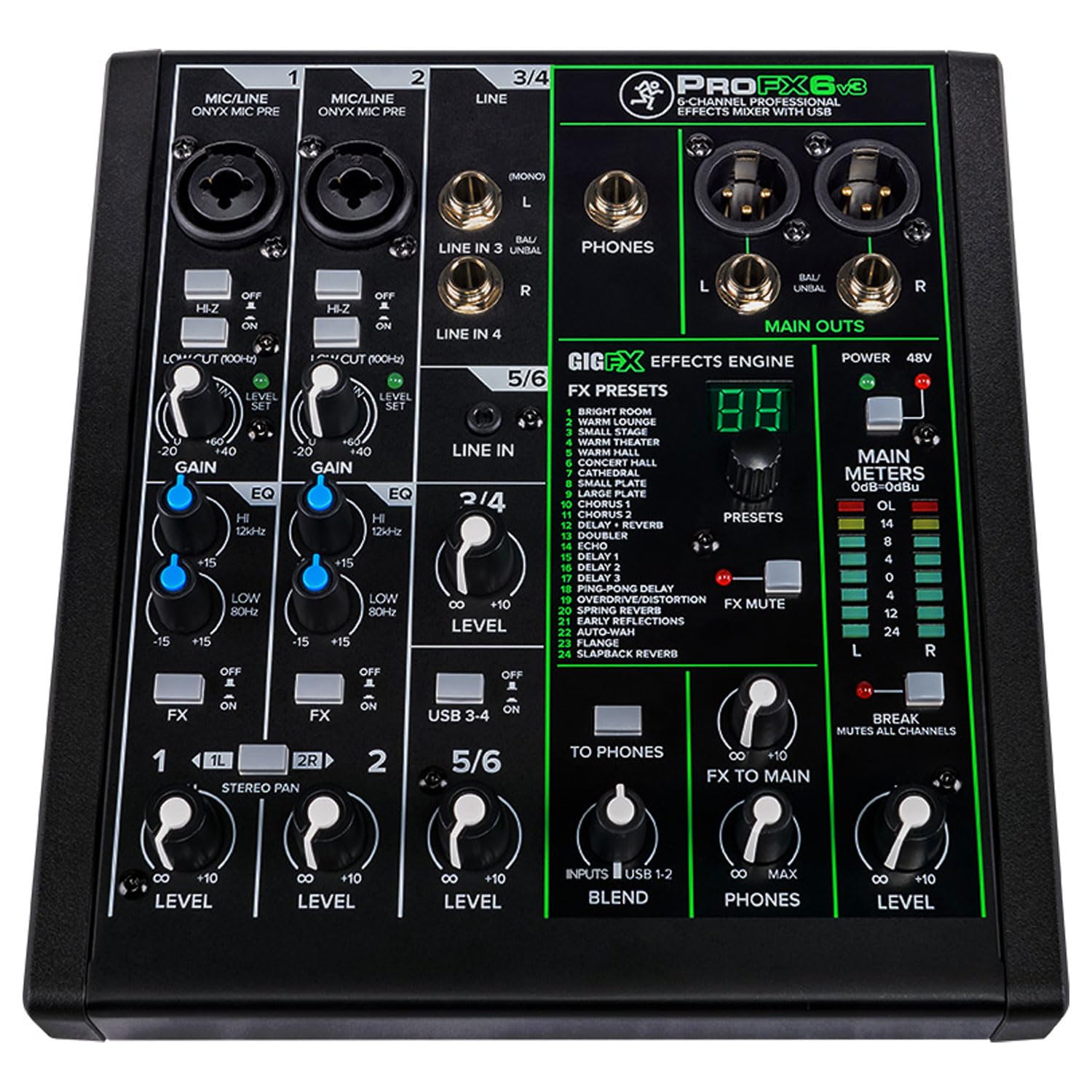 Mackie ProFX6v3 Mischpult 6-kanaliger Analogmixer
