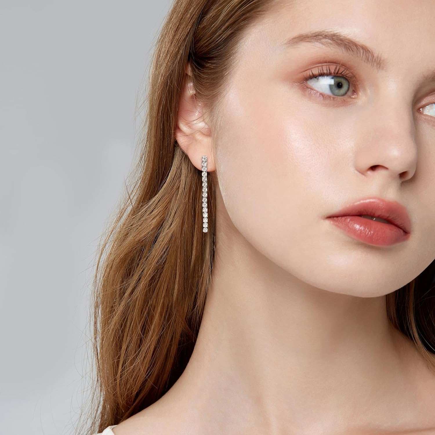 AINUOSHI Moissanite Dangle Earrings for Women Lab Created Diamond Linear Drop Earrings with GRA Certificate 14k gold Plated 925 Sterling Silver Post Dainty Dangling Chandelier Earrings for Everyday Wear Wedding Bridal Prom