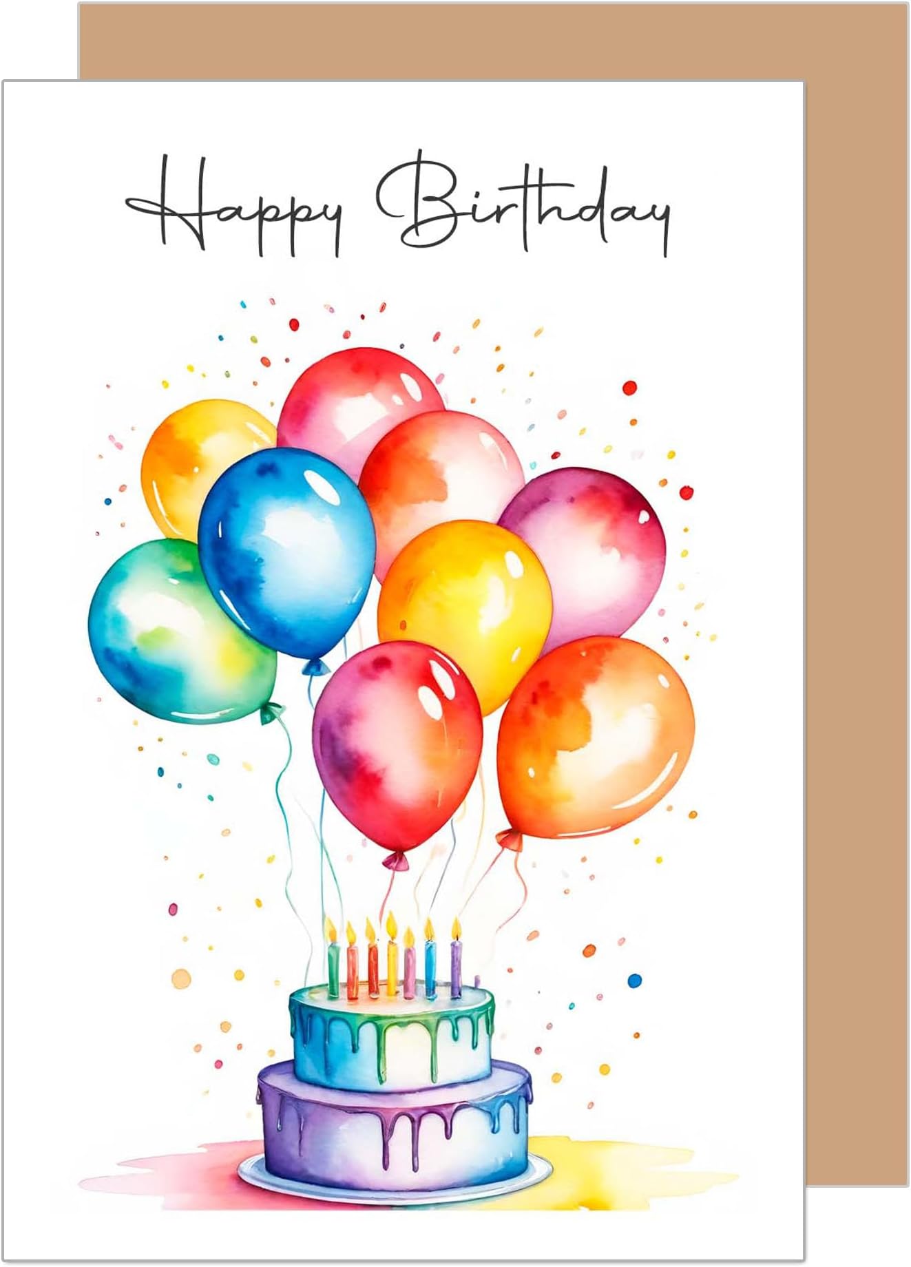 Biglietto di auguri di buon compleanno stampabile, disegno di candele ad acquerello, download digitale, stampa a casa, biglietto fai-da-te - Italia