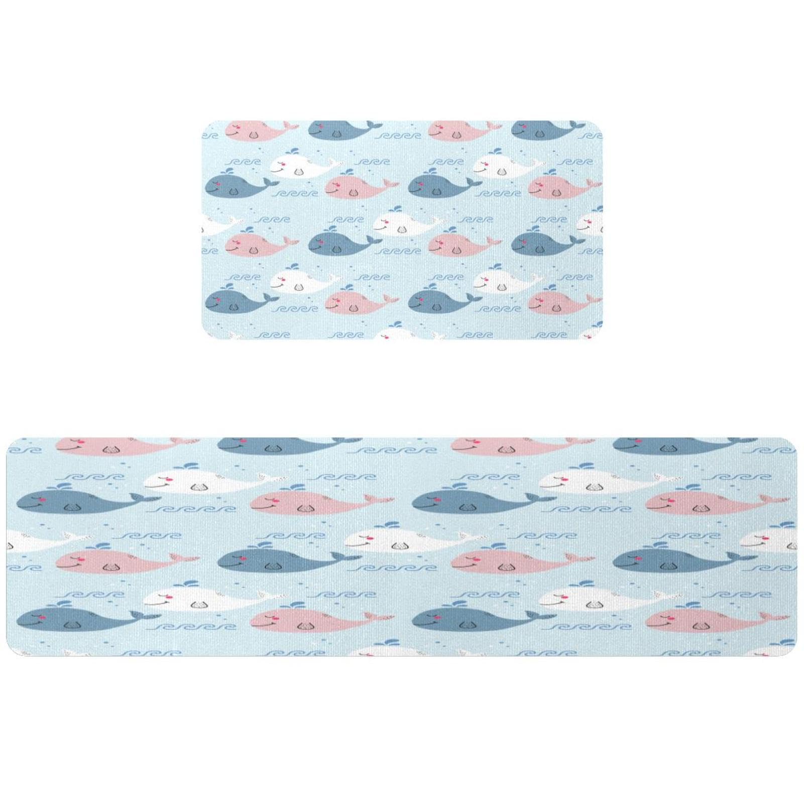Tapis de cuisine absorbant lot de 2 lavable et antidérapant motif baleine