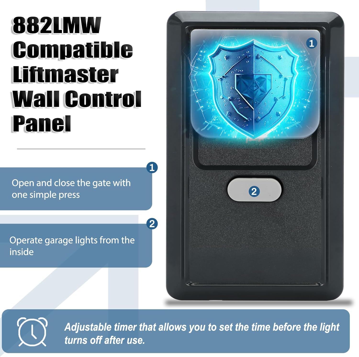 882LMW Multi-Function Wall Control Panel, Compatible only with liftMaster Security+ 2.0 MyQ Garage Door Openers, Wired Garage Door Control Panel（2 Pack）