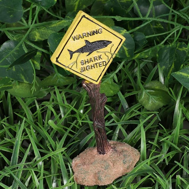 Foto 2 de 8 de Balacoo Acuario Adornos Divertidos Señales de Advertencia de Tiburones Pecera Decoración de Resina Artesanía…
