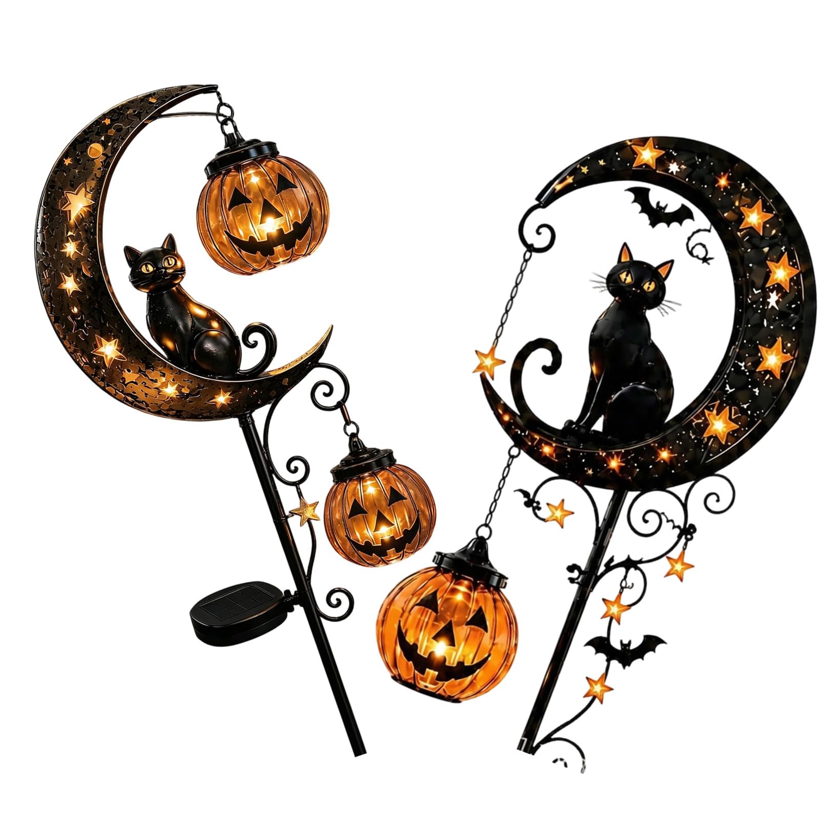 Solar Halloween Garten Dekoration, Schwarze Katze, Metall