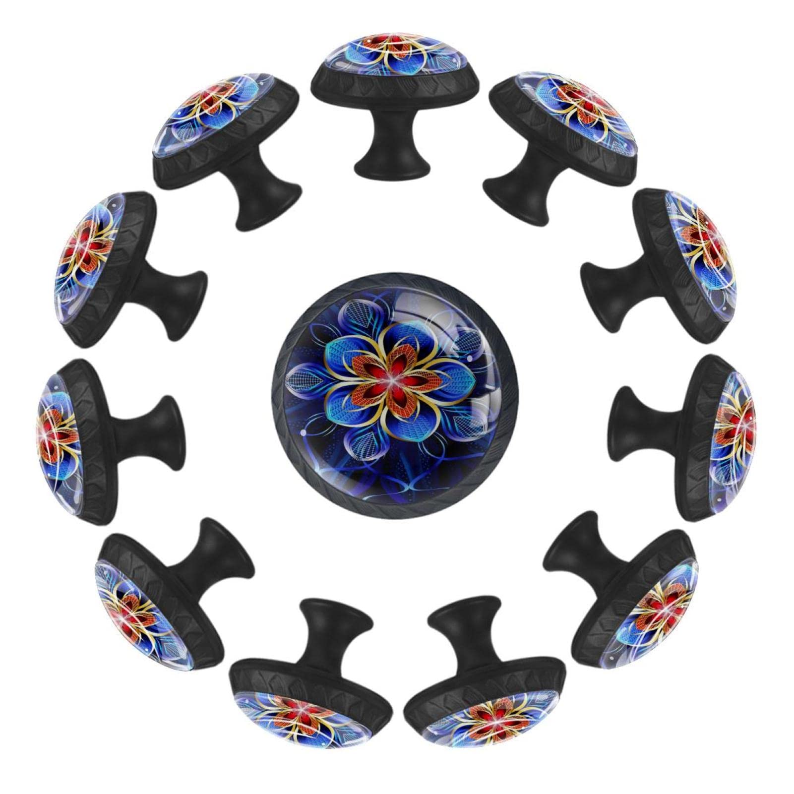Poignées d'armoires de cuisine design floral Lot de 12 boutons de tiroir pour placard moderne