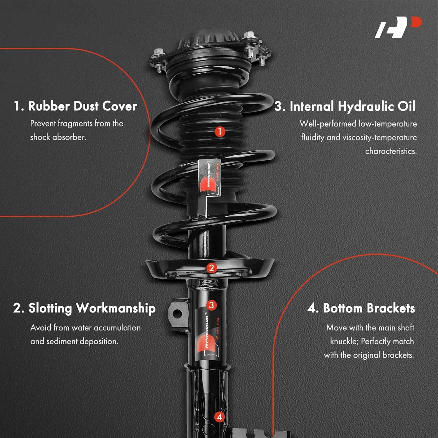 A-Premium Front Struts Compatible with [4WD] Chevrolet Equinox & GMC Terrain, 2018-2023 - 2x Replacement Suspension Complete Strut Assembly Shock with Coil Spring