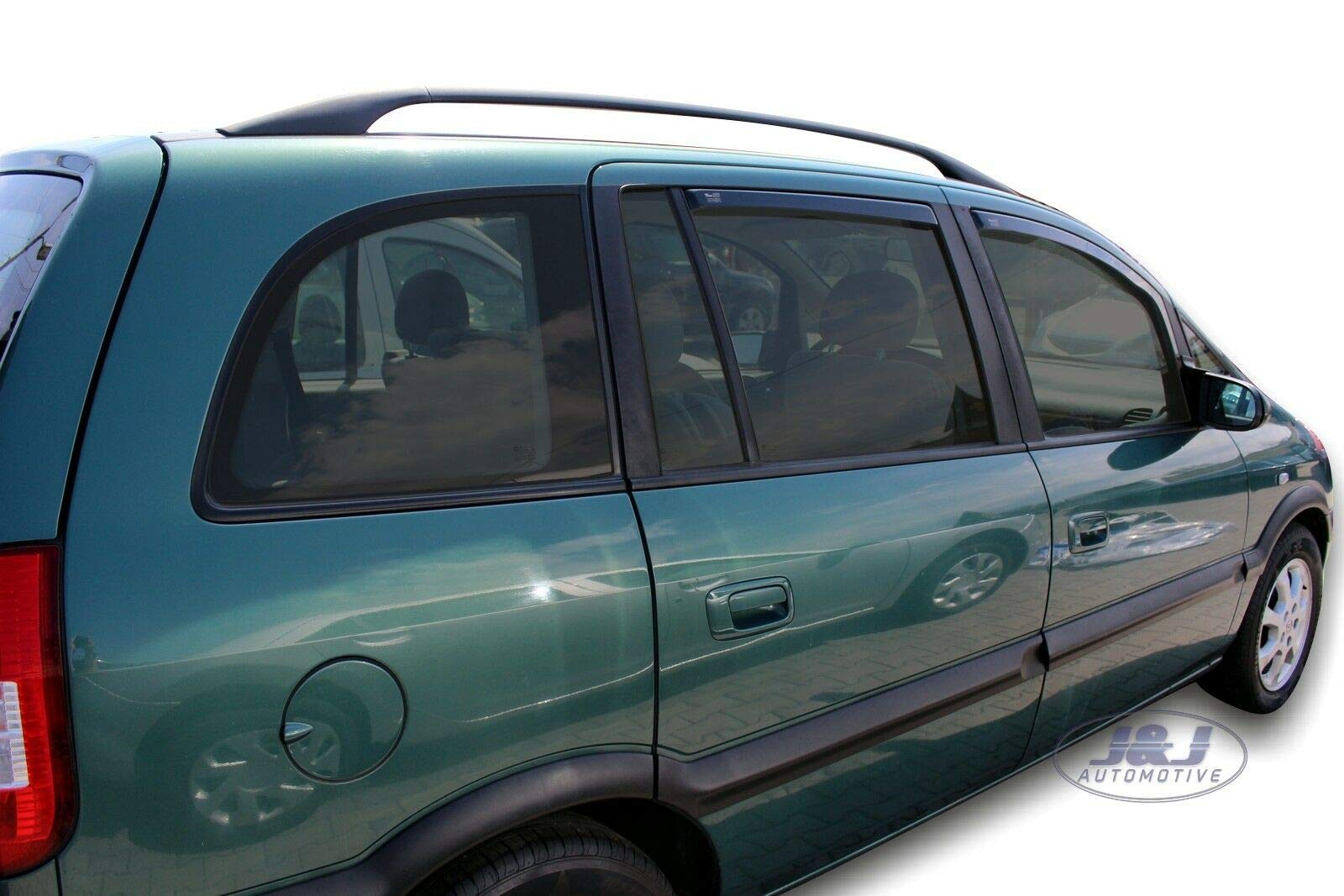 J&J AUTOMOTIVE Windabweiser passend für Opel Zafira A 5-Türer 1999-2005 4tlg, Heko Regenabweiser Vorne Hinten Getönt Dunkel Passform