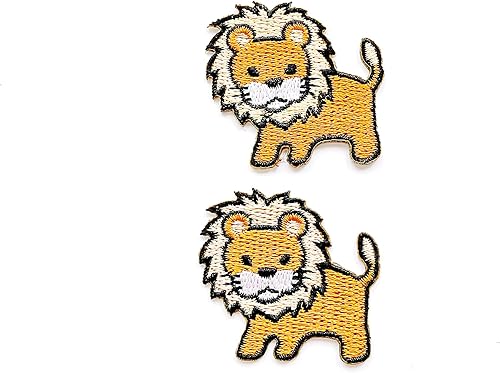 Miniatura 3 de PL - Juego de 2 minúsculos, diseño de león de animal, lindo logotipo de dibujos animados, para coser, planchar, bordado, insignia, parche, ropa,
