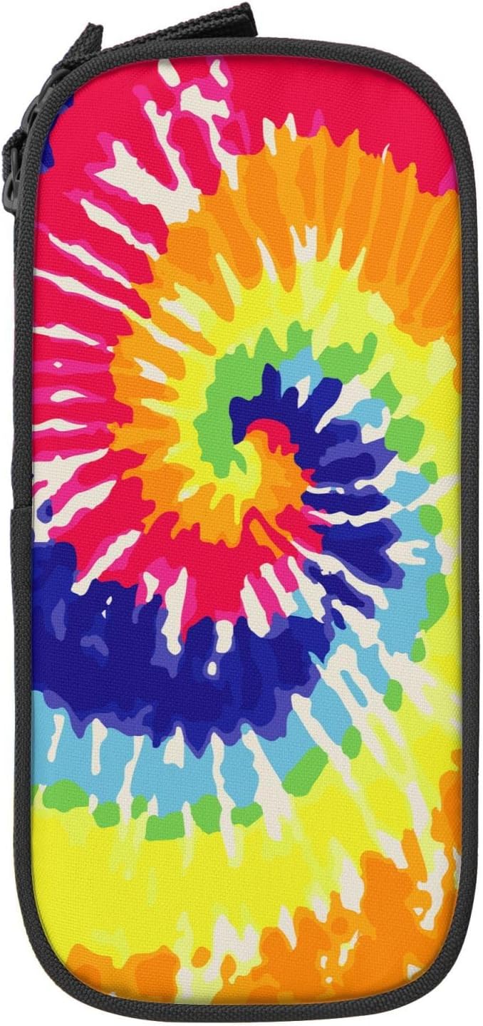Perinsto Rainbow Tie Dye Pencil Case Big Capacity Multi Compartment Stationery Box Pencil Pouch Holder Desk Organizer For School Office Home