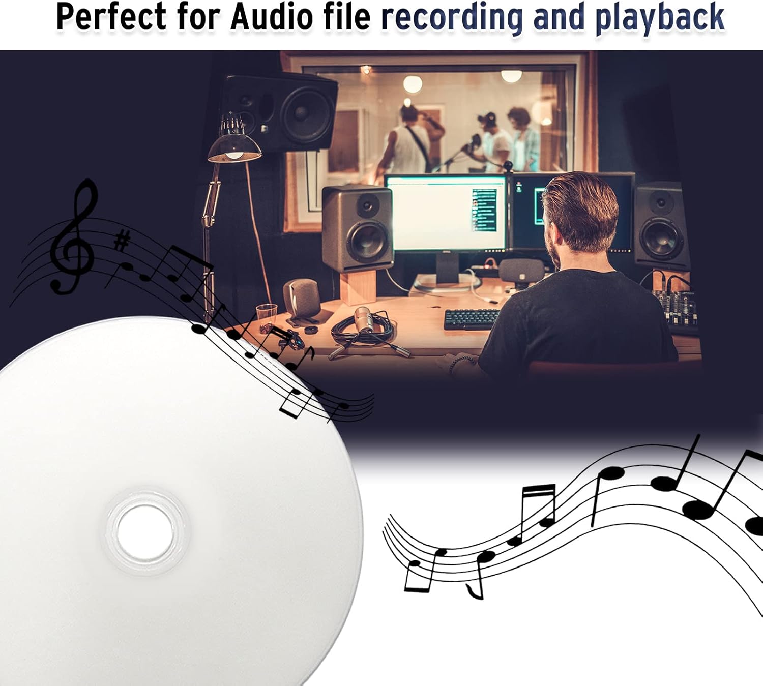 HIDISC TY Series Digital Audio Music CD-R 52X 700MB White Inkjet Printable - 100 Cake Box