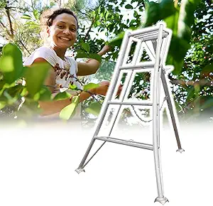 Folding Lightweight Tripod Ladders Easy to Carry, Aluminium Orchard Ladder, 3/4/5/6/7 Step Extra High Ladder for Fruit Picking Pruning, Strong Load-Bearing
