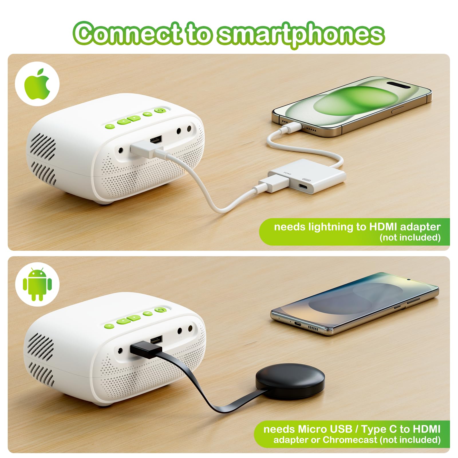 Videoprojecteur Portable, Cadeau pour Regarder des Films, Image 137 Pouces, 480P, Compatible TV Stick/PC/clé USB - Mini Projecteur Video