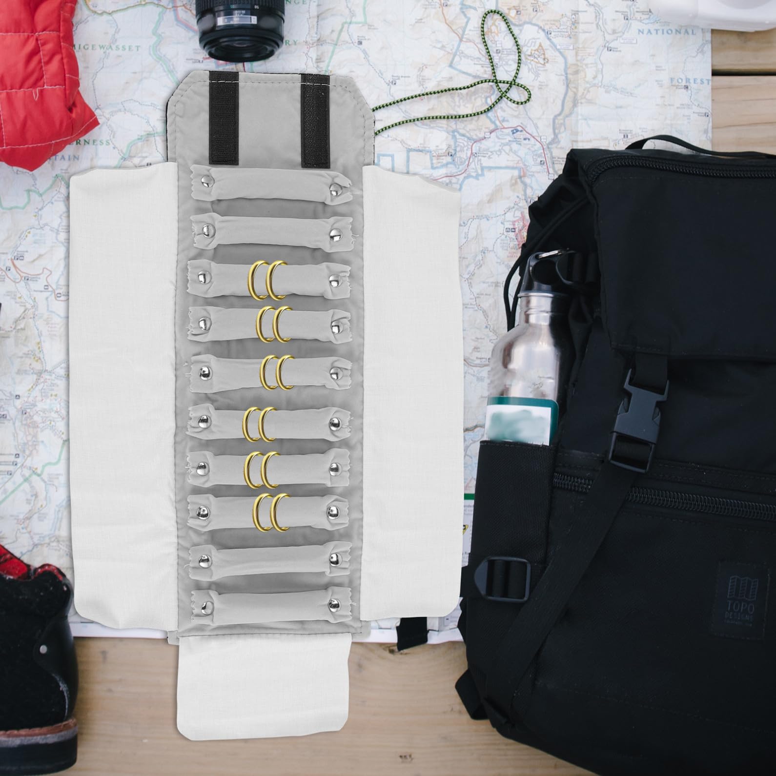 Tofficu Bolsa Enrollable para Organizar Joyas de Viaje Compartimentos para Anillos y Collares, Terciopelo, Organizador Portátil para Eventos y Salidas