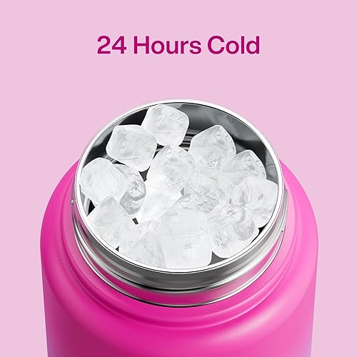 Miniatura 192 de ENCOOL Botella de agua aislada con popote, de acero inoxidable, a prueba de fugas, sin BPA, al vacío de doble pared que se mantiene fría durante 24