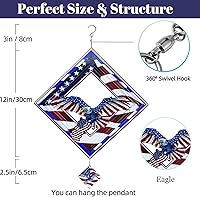Vista 3 de Hilanderos de Águila para Patio y Jardín, Hilandero de Viento Colgante, Atrapadores de Viento 3D de Metal, Hilandero Cinético de Bandera Americana