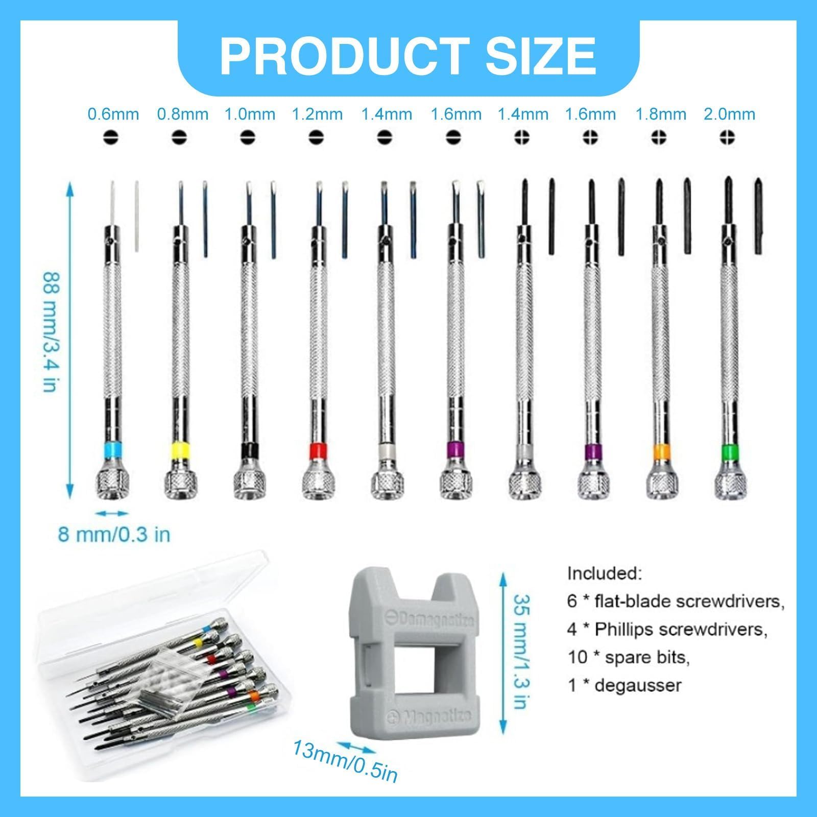 GIONAR 21Pcs Watch Screwdriver Set,0.6-1.6 mm Precision Screwdriver Kit - Image 2