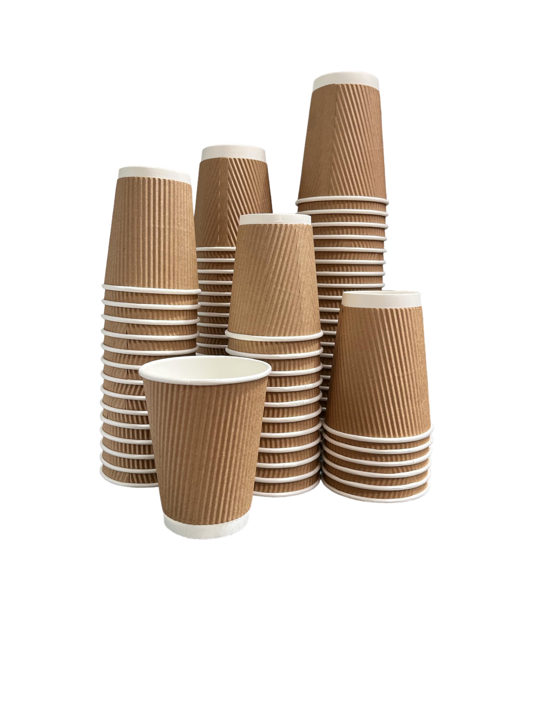 NovatoStar 100 Ripple 8oz Ripple Kraft Cups Strong Triple Wall Insulated Coffee Tea Cups (Brown)