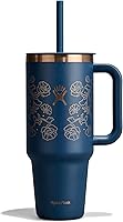 Vista 82 de Hydro Flask - Vaso de viaje con asa, tapa y pajilla, acero inoxidable térmico, 32 onzas, color azul