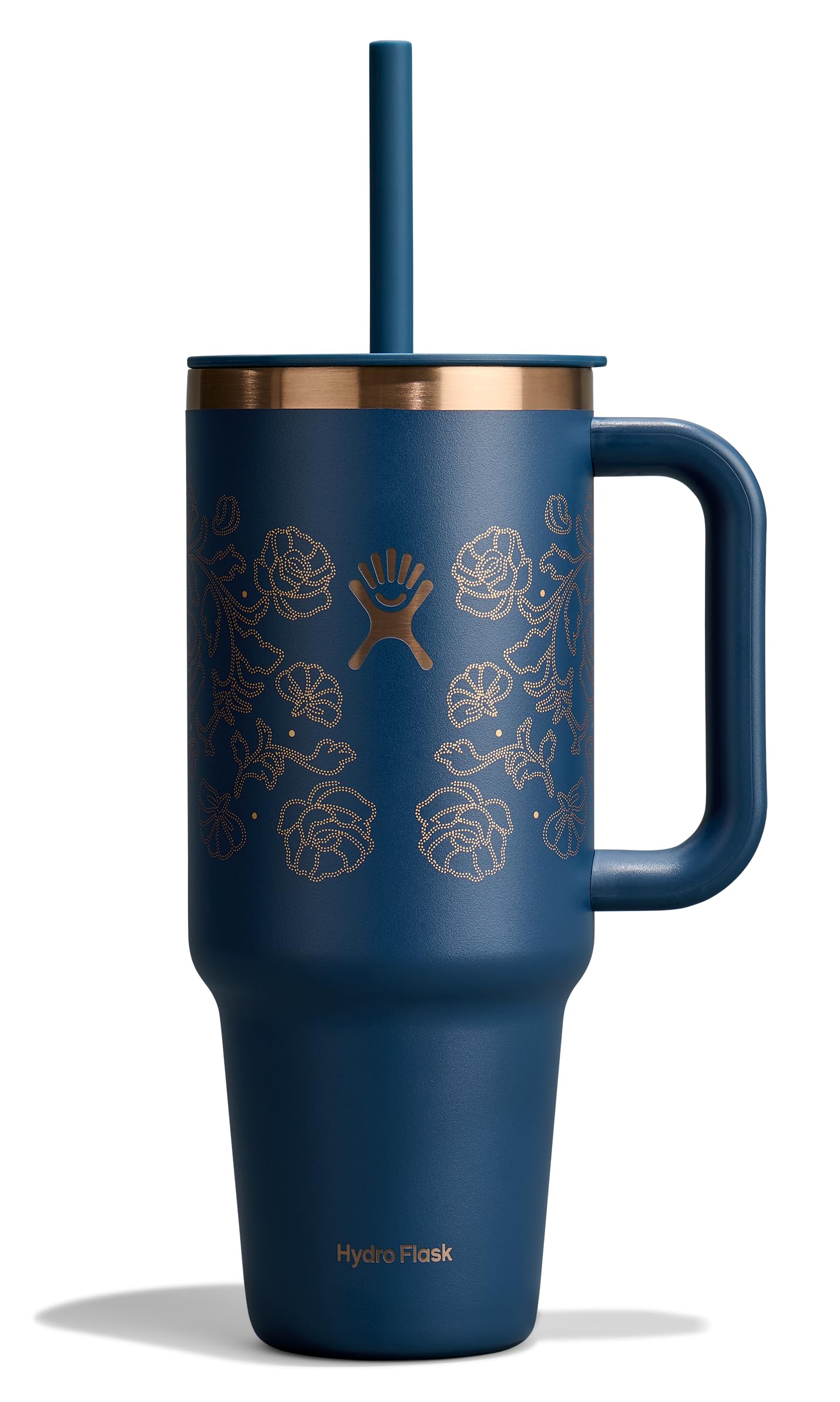Hydro Flask 40 Oz Travel Tumbler with Handle, Lid and Straw - Insulated Stainless Steel in Western Dark Blue