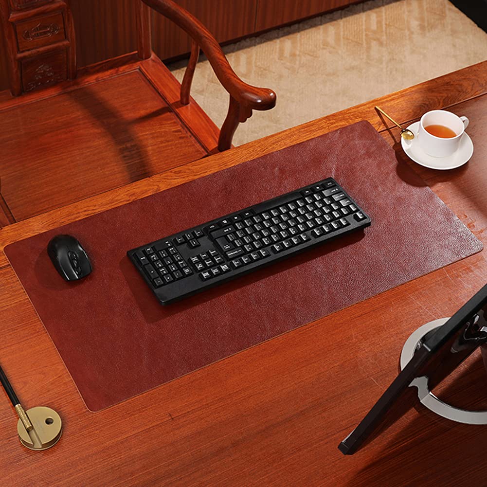 Authentique Cuir Sous-main Protecteur Prolongé Jeu Tapis De Souris Grand Imperméable Tapis De Bureau Multifonctionnel Antidérapant Bureau écriture Tapis De Souris-Noir. 40x60cm(16x24inch)