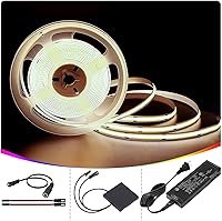 Vista 10 de VST Tira de luces LED COB de 16.4 pies CCT 2700K-6500K con certificación UL, luz LED regulable de 24 V CRI 93, 2400 LED súper brillante cinta
