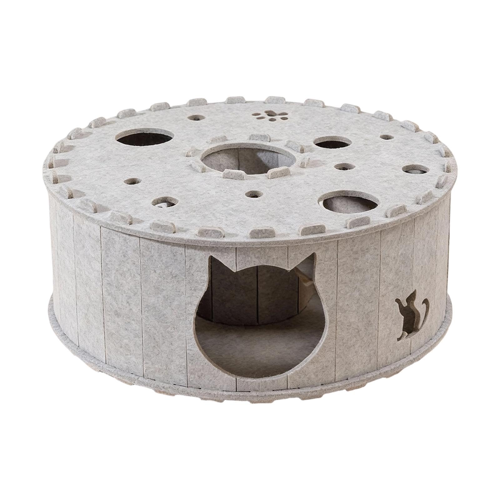 Tunnel pour Chat Lit Grotte Maison Tube pour Chaton Aire de Jeux Interactive Matériau Feutre Confortable Résistant Adapté Aux Chats Petits Mammifères, Gris
