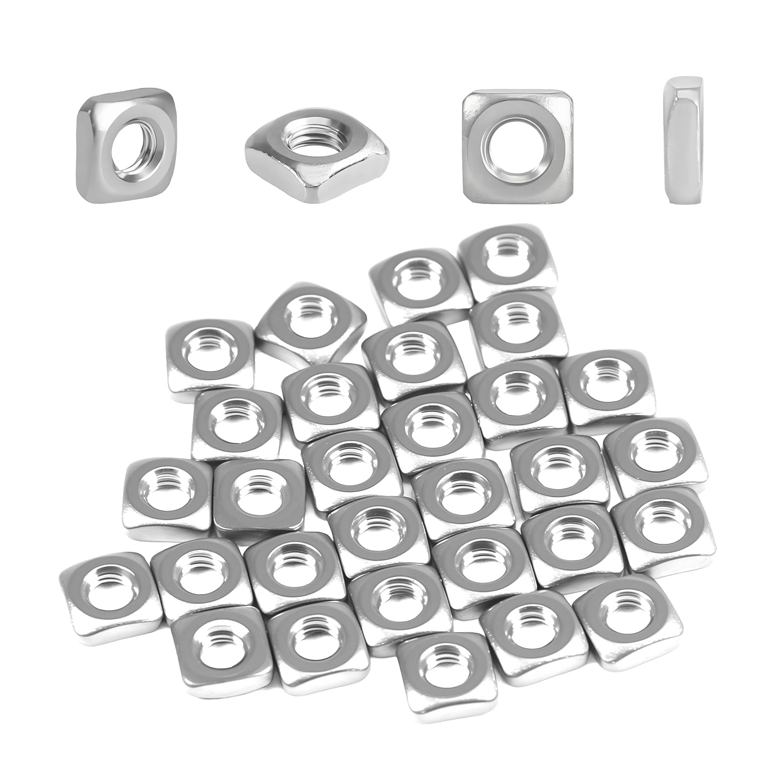 Stainless Steel Square Nuts - 50 Pack M6 -10