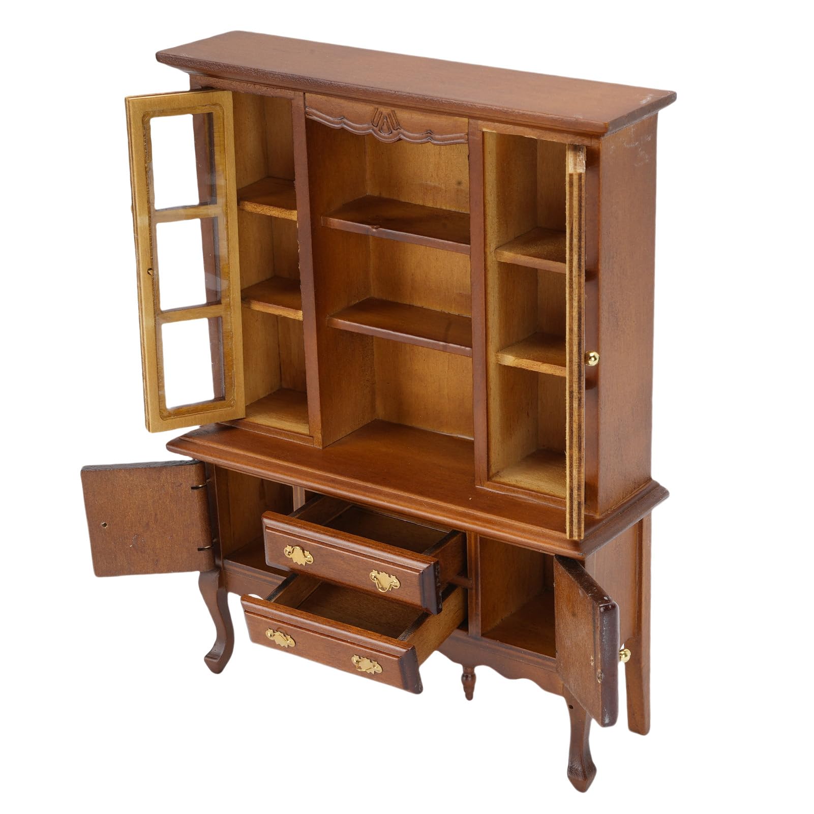 Neiyty 1:12 Scale Miniature Dollhouse Birchwood Sideboard Exquisite Carving for Dollhouse Decoration