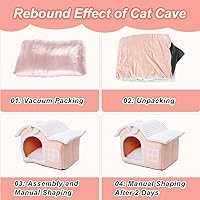 Vista 6 de Jiupety Casas de Conejo y Gato para Gatos de Interior, Cueva de Cama para Gatos Linda con Chimenea, Suficiente Espacio Interior, Casa Suave