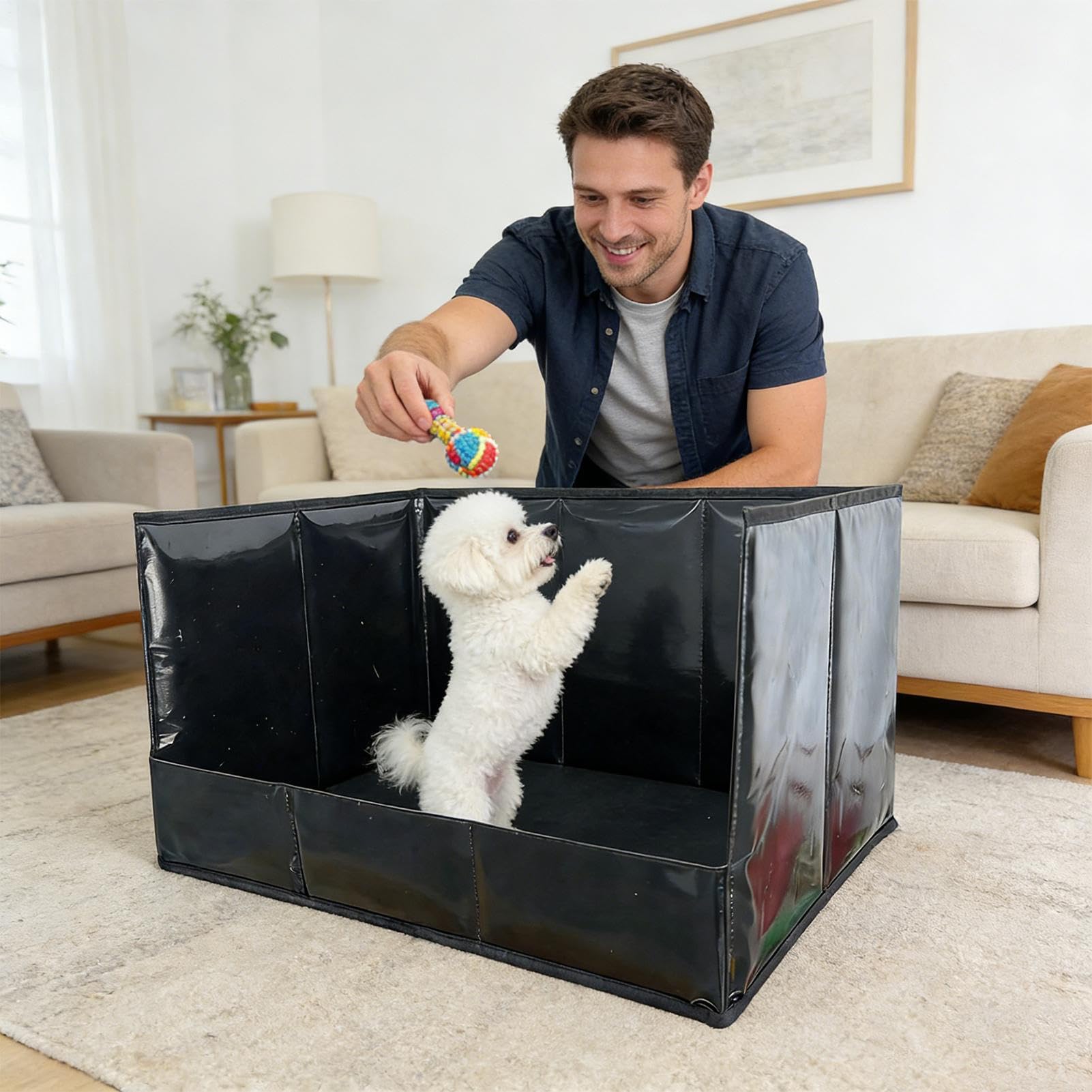 Cassetta Igienica Per Cani Toilette Portatile Pieghabile Impermeabile | Box Pipì con Alte Pareti per Interni Per Cani Di Tutte Le Taglie Addestramento Casa Soggiorno Balcone