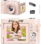 4K Caméra numérique pour Photography-50MP Caméra de visualisation automatique avec 2,8'' 180° Écran Flip, 18X Zoom numérique-Compact Point et caméra de tir avec 32GB TF pour YouTube, Voyage, Débutants, Blanc