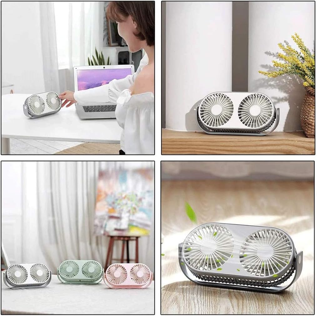 Mini Desk Fan. 3 Speeds, 10 Blades, Modes with Aromatherapy Box， Powered ， for The Office and Home(Gray)