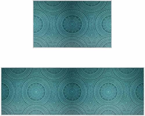 Z&L Home Juego de 2 alfombras de cocina antideslizantes con parte trasera de goma, alfombra decorativa delgada de pelo bajo, tapete para interiores,