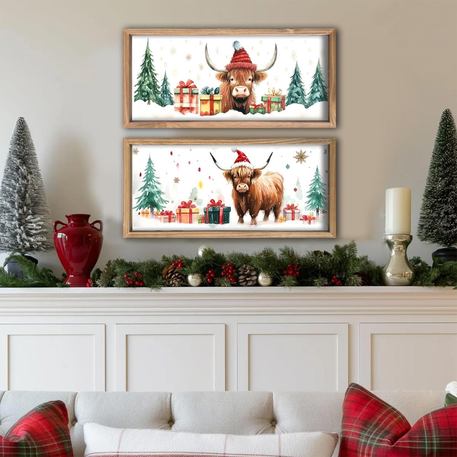 Decoración de pared con diseño de de Navidad, decoración rústica con