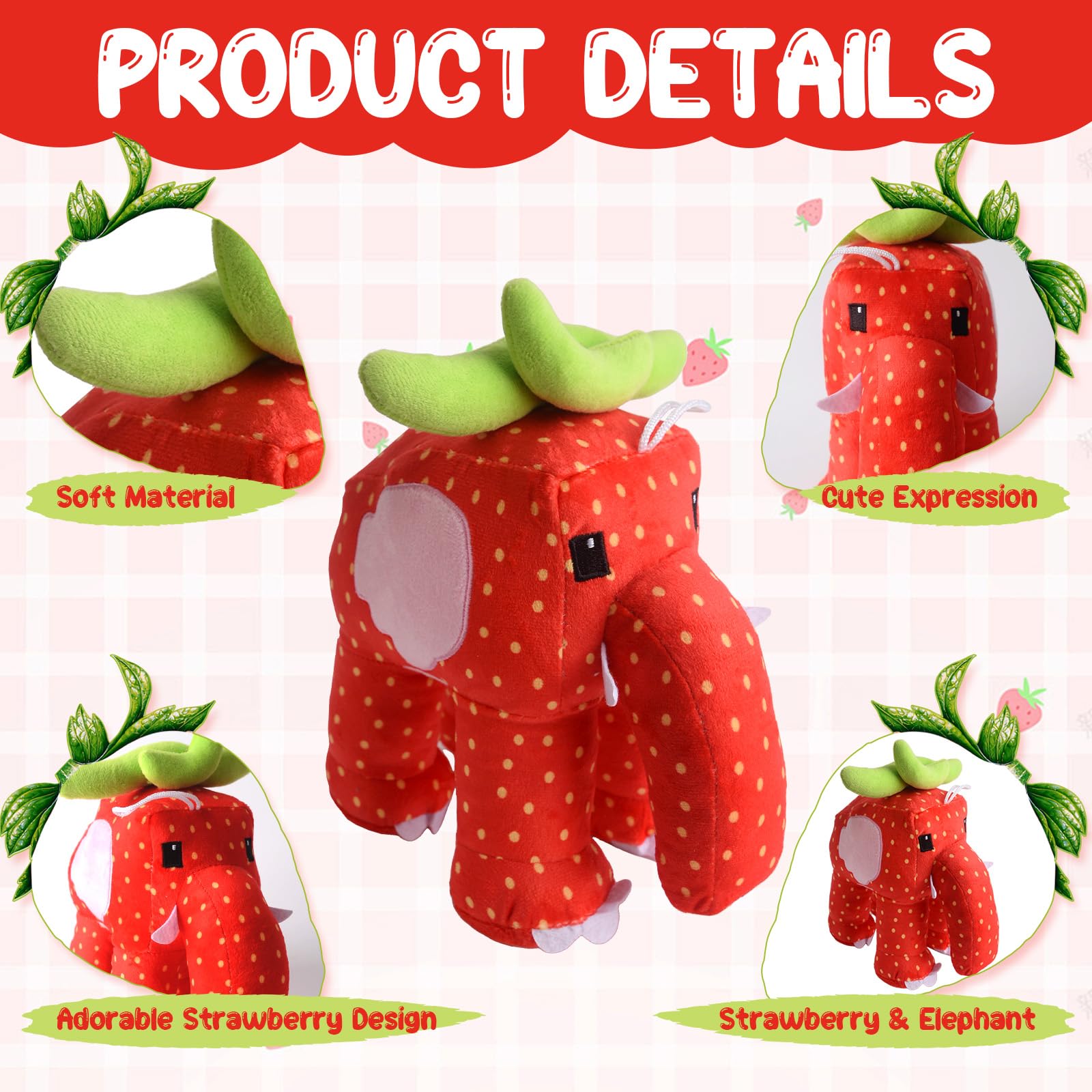 2026 New Steal A Brainrot Sammy Jandel Strawberry Elephant Plush Doll Anime Peripherals Toy Halloween Christmas Gift - 26 2026 New Steal A Brainrot Sammy Jandel Strawberry Elephant Plush Doll Anime Peripherals Toy Halloween Christmas Gift - 26