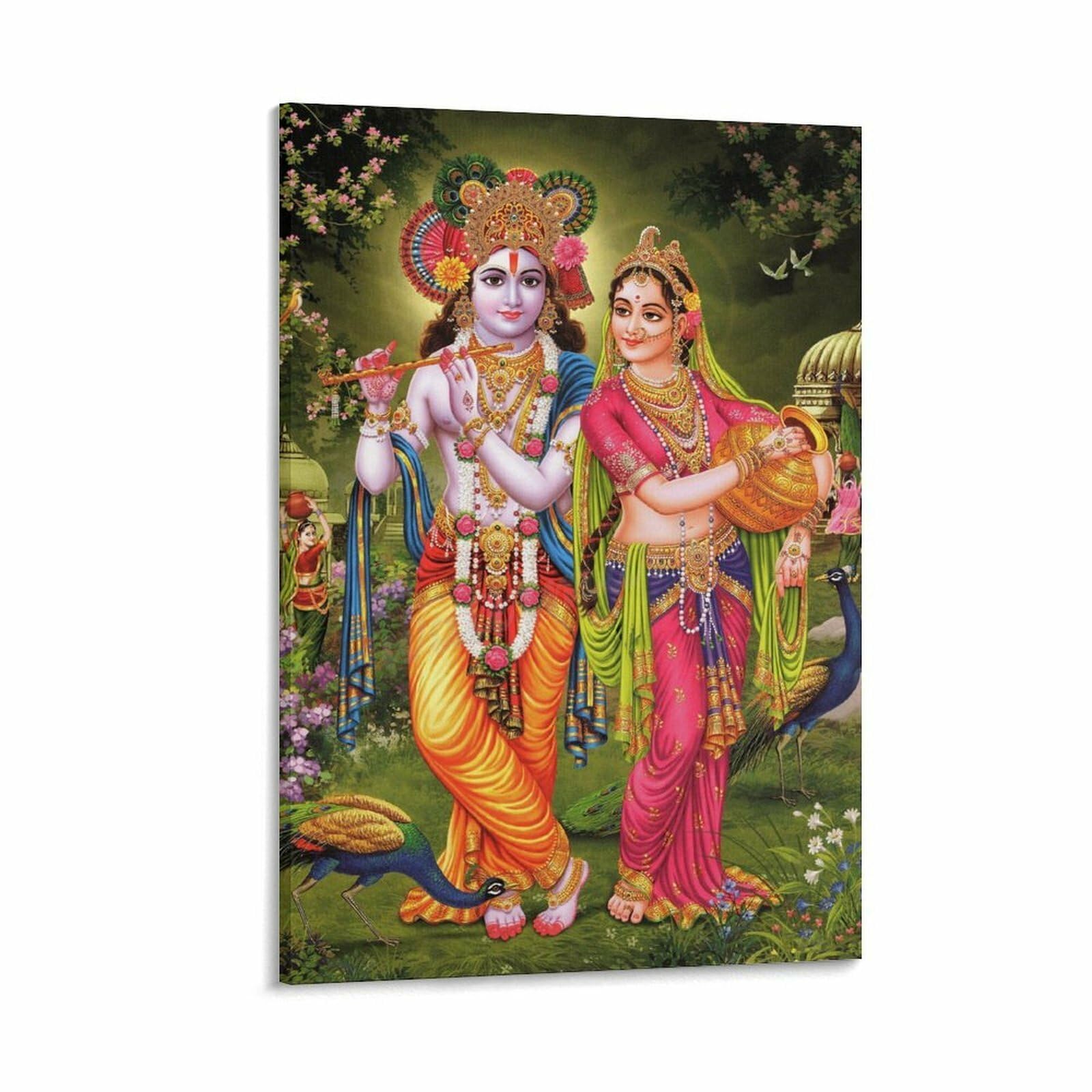 Radha Krishna Poster Traditional Indian Painting (5) Canvas Painting Posters And Prints Wall Art for Living Room Bedroom Decor 20x30inch(50x75cm)