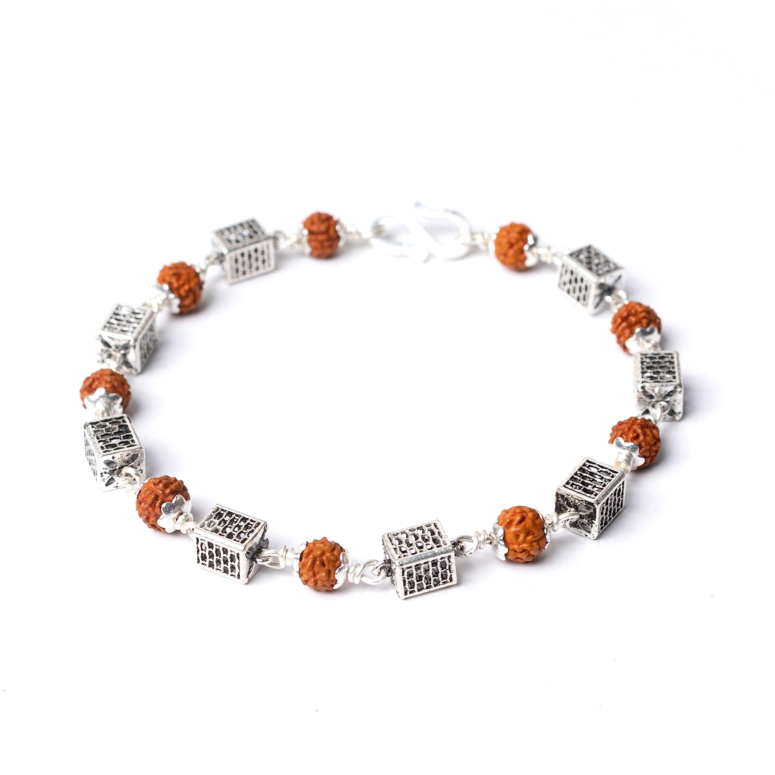 Hem Jewels Pure Silver Rudraksh Rakhi for Brother | Silver Rudaksh Bracelet for Boys and Men | Silver Rakhi | Design: Silver Carved Cubes (HJRKH-70) (B0C9QLNZ1Y) Amazon Price History, Amazon Price Tracker